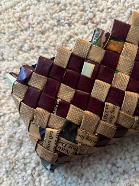 Upcycled Woven clutch with zipper NWOT - Picture 8 of 9